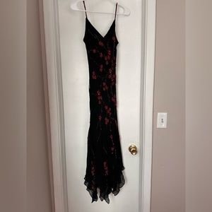SUE WONG beaded evening gown dress black red sparkly